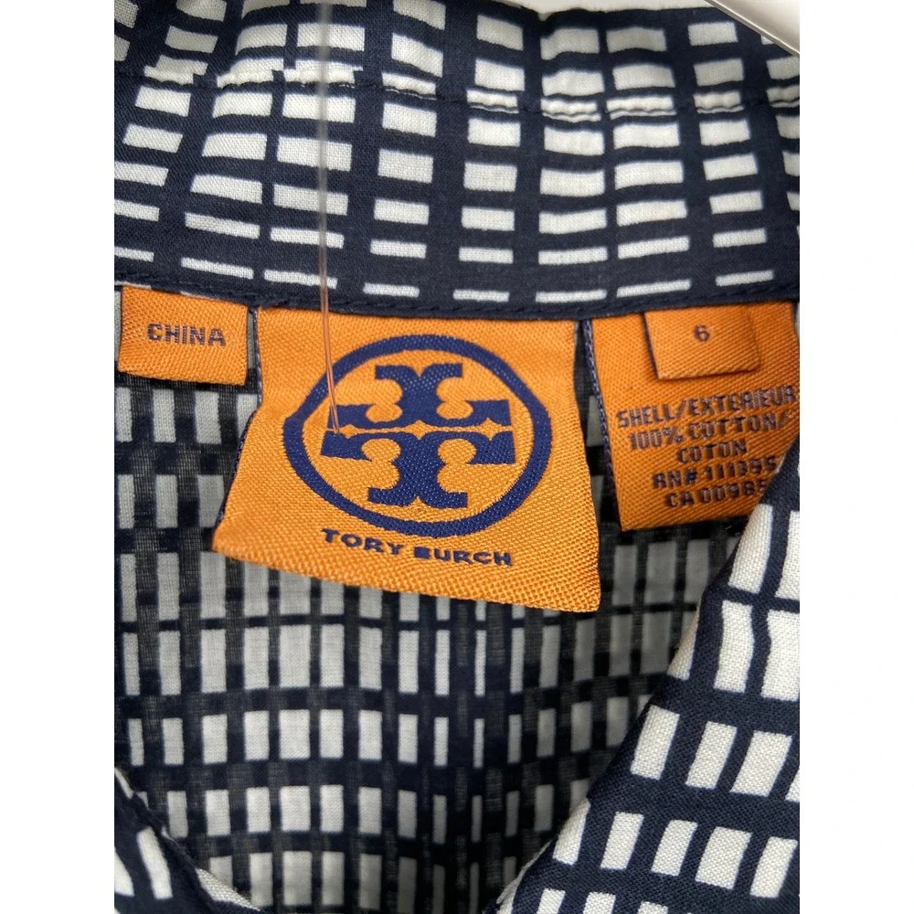 Tory Burch Button-Up Top Plaid Print‎ Short Sleeve Blouse Size 6